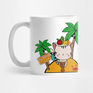 Funny tabby cat is on a deserted island Mug